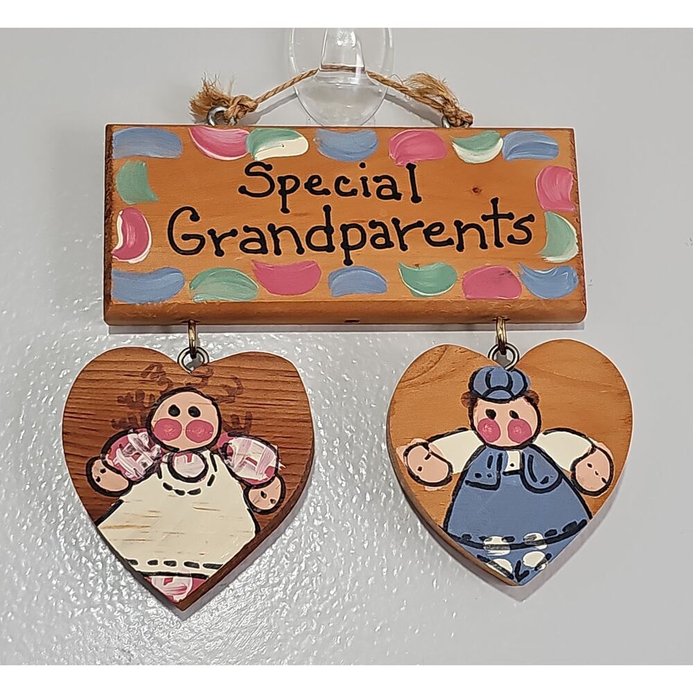 Vintage Hand Painted Special Grandparents Wooden Wall Hanging Plaque Cottage
